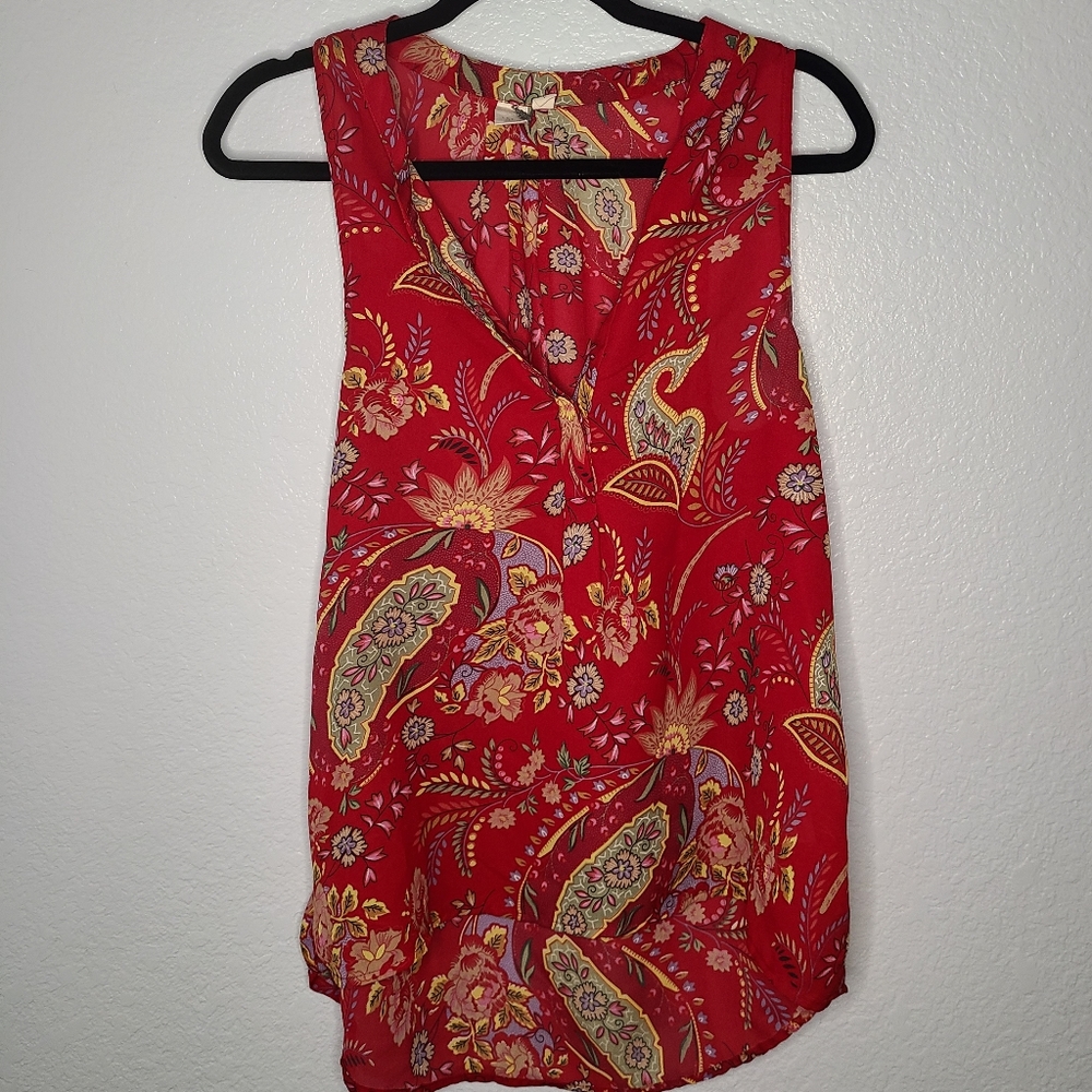 Red sheer sleeveless shirt